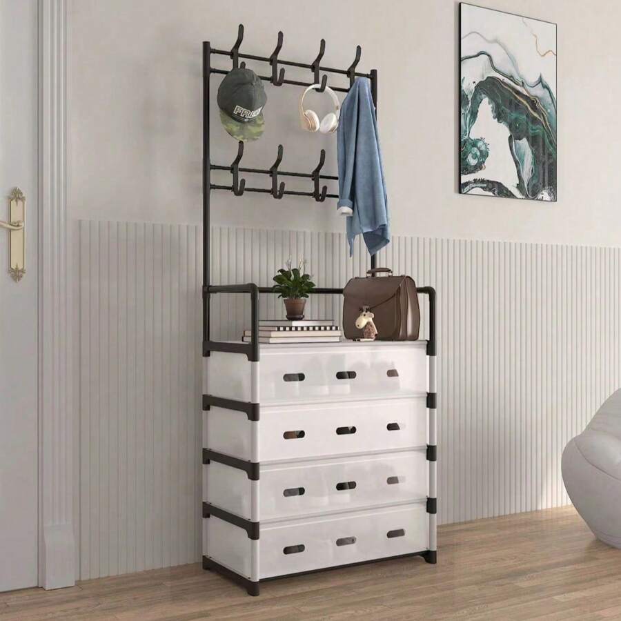 1 pieza Estante multiusos y versátil, antipolvo, adecuado para ropa, sombreros y zapatos, talla grande grueso y estable, fácil de instalar/desmontar, portátil, para sala de estar, dormitorio, oficina, dormitorio universitario - Multicolor - Ver 1