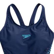 Speedo Boom Splice 女士户外沙滩度假连体式坦克泳衣 - 深藍色/藍色 - 查看 3
