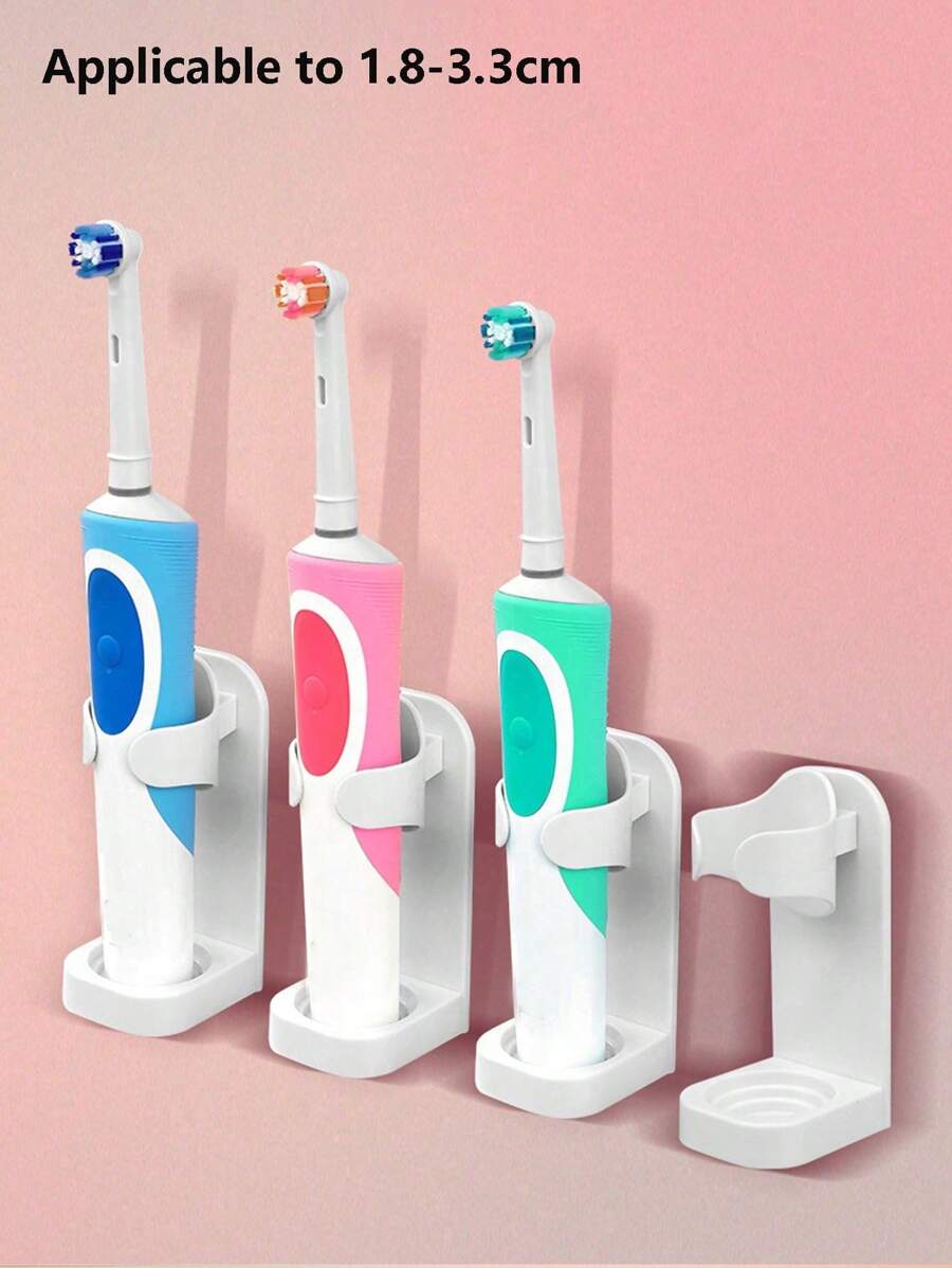 2/1 件电动牙刷架无痕牙刷支架壁挂式牙刷底座适应 90% 电动牙刷架，家居装饰，家居家具，壁挂式电动牙刷架 - 易于安装，节省空间的架子，适用于有组织的浴室 - 白色 - 查看 1