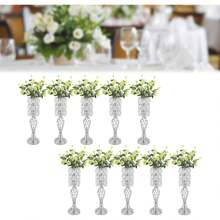 CNCEST 婚礼花瓶用于中心装饰 银色中心装饰用于婚礼 带水晶珠 散装中心装饰用于桌面 19.7 英寸高金属桌面花架 适用于婚礼生日、活动、家居装饰（银色/金色）、婚礼装饰、中心装饰、桌面装饰、派对