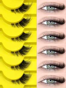GROINNEYA 9 对假睫毛自然半睫毛猫眼透明带状睫毛蓬松纤细 3D 仿貂毛睫毛套装软条假睫毛