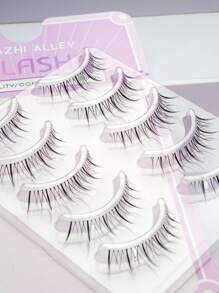 5 Pairs Natural Looking V-Shape Invisible Extra Fine False Eyelashes, Cartoon Design, 4mm/8mm Soft Fibers, Suitable For Everyday Makeup, Date, Wedding, Light Makeup