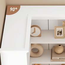 Farmhouse Bookshelf Corner Bookcase 72.8" Large Bookcase Wood Bookshelf Tall L Shaped Bookshelf 5 Tier Corner Shelf Display Rack Etagere Shelf Storage For Office Bedroom - White - View 8