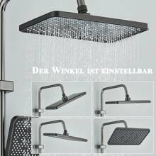Black Shower Set Shower System Shower Mixer Rain Shower Hand Shower - Xám - Xem 5