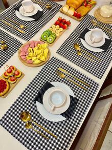 Kit 02 American Plaid Placemat Blue/ Pink/ Beige/ Green/ Red/ Black 35 Cm Printed Decoration - 黑色 - 查看 3