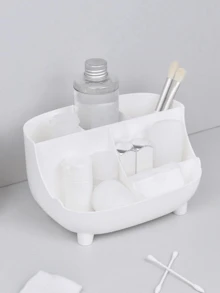 1pc Desk Sofa Shaped Phone Holder & Storage Box, Multifunctional 6-Compartment Makeup Jewelry Stationery Organizer - White - View 4