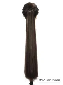 16inch/26 Inch/34 Inch Ponytail Extensions, Versatile Elastic Band Dark Brown Mix Brown Ponytail Heat Resistant Extension For Women, Long Straight DIY Wrap Around Ponytail Soft Natural Synthetic Pony Tails For Women Daily Cosplay And Christmas Music Festival Carnival New Year Gifts Used