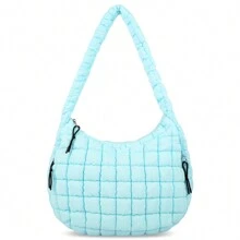Oversized Ruched Bag Quilted Pattern Minimalist,Solid Color Pleated Puffy Cloud Shoulder Bag, Fashionable And Practical For Women, Simple And Large-Capacity,Can Be Worn Crossbody, Zip Closure