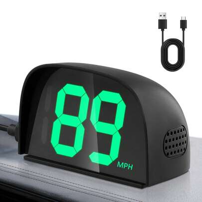 Green Car HUD GPS Speedometer – 3x2 Inch LED Large Font Digital MPH Display | HD Non-Reflective Meter (For Cars, Trucks, SUVs & Motorcycles)