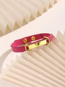 1pc Fashionable PU Leather Bracelet, Versatile Bangle, High Quality Gift For Valentine's Day, Mother's Day, Women's Daily Wear, Adjustable Length