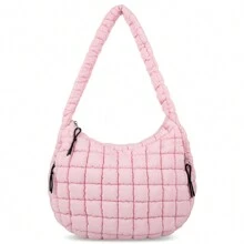 Oversized Ruched Bag Quilted Pattern Minimalist,Solid Color Pleated Puffy Cloud Shoulder Bag, Fashionable And Practical For Women, Simple And Large-Capacity,Can Be Worn Crossbody, Zip Closure