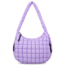 Oversized Ruched Bag Quilted Pattern Minimalist,Solid Color Pleated Puffy Cloud Shoulder Bag, Fashionable And Practical For Women, Simple And Large-Capacity,Can Be Worn Crossbody, Zip Closure