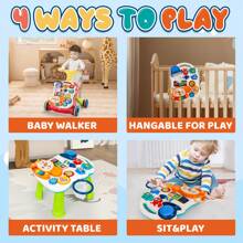 5-In-1 Baby Walker Sit-To-Stand Early Learning Walker For Toddlers, 1+ Years Baby Balance Bike/Push Walker/Activity Table/Detachable Panel With Music - Yellow - View 9