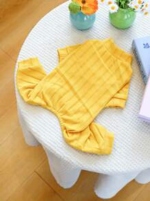 PETCIRCLE 1pc Pet Clothes For Small Dogs & Cats, Cute & Stylish Outfit For Puppy/Kitten, Solid Color Comfortable Warm Indoor Wear, Yellow