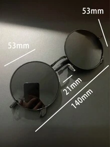 Classic Retro Hip Hop Circular Polarized Glasses, Men's Metal Fashion Glasses Casual Fashion Glasses Accessories, Suitable For Vacation Travel, Driving, Fishing, Beach Party, Music Festival, Costume Play Decorative Props, Ideal For Own Use Or Gift. For Summer Beach Vacation,Outdoor,Travel - Clear - View 3