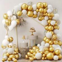 25pcs/78pcs 10inch/12inch Gold Sequin, Metallic Gold, White Latex Balloons, Suitable For Wedding Ceremony, Wedding Decoration, Bedroom Decor, Birthday Balloons, Decorations, Bridal Shower, Birthday Party, Proposal Decor, Graduation Party, Friends Gathering, Romantic Date Setting