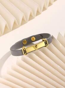 1pc Fashionable PU Leather Bracelet, Versatile Bangle, High Quality Gift For Valentine's Day, Mother's Day, Women's Daily Wear, Adjustable Length