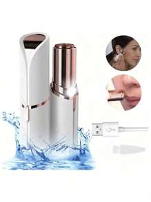 Depiladora Eléctrica Facial Recargable con Luz LED - Diseño Ergonómico Portátil para Cejas/Labios/Mejillas, Cabezal Suave con Reducción de Dolor, Ideal para Viaje y Uso Diario - Blanco - Ver 1
