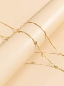 2pcs Fashion Circular Pendant Necklace & Waist Chain Set, Versatile & Sexy For Party, Beach, Holiday & Gift - Gold - View 2