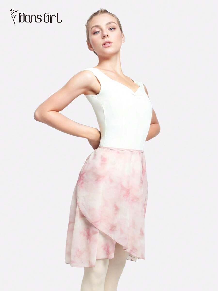 DonsGirl 1pc Women's Ballet Tutu Dress, Decorated With Delicate Floral Patterns, Tie-Up Design, Suitable For Ballet/Modern/Classical Dance Practice And Performance, A Great Gift For Girlfriend - 藕粉色 - 查看 1