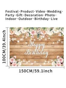 1 Stück Holzboden Blumen Glücklich Geburtstag Fotografie Hintergründe Aquarell Blumenparty Banner 150 x 100 cm/210 x 150 cm/230 x 180 cm, Innen- und Außenbereich Neugeborenen Foto Hintergrund