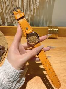 1pc Women's Vintage Numerals Dial Quartz Watch With Simple & Fashionable Strap For Daily Life As A Gift For Students Returning To School Red/Brown/Coffee/Green