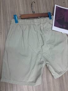 Men's Twill Shorts With Drawstring, Above-The-Knee Model - Albaricoque - Ver 2