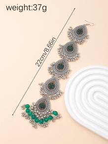 1pc Fashion Water Drop Shaped Multi-Layer Tassel Headchain, Stylish For Festivals, Parties, Weddings - Oxidized Silver - View 5