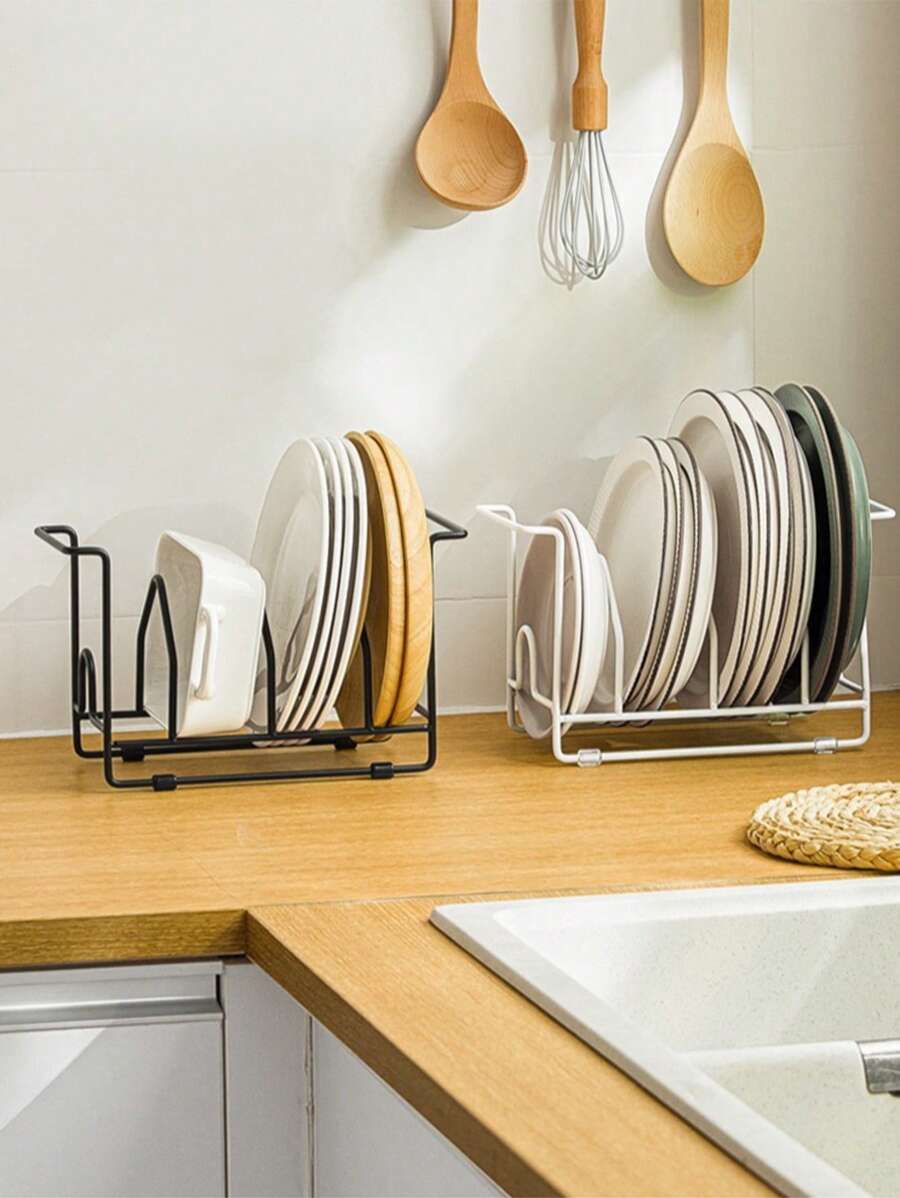 Metal Dish Drainer Over Sink Dish Rack Dish Cover Rack Dish Drainer Iron Dish Rack Dish Cup Drying Tray Drain Basket - 黑色 - 查看 1