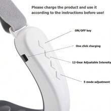 Masajeador eléctrico para cara y cuello con 5 modos y 12 niveles ajustables, apto para uso doméstico y de viaje, regalo ideal para vacaciones - Blanco - Ver 8