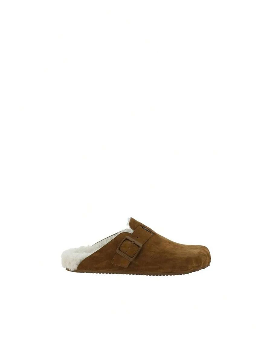 BALENCIAGA 25S AURALEE SLIP-ON 50 MM IN LIGHT BROWN SUEDE STYLE 1