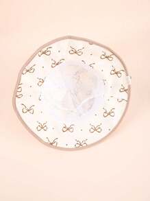 1 Pc Girls Dusty Pink Large Bow Decor Sun Hat, Princess Style UV Ion Outdoor Play Cap For Spring & Summer - Khaki - View 5