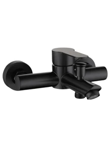 1 件黑色拉丝不锈钢壁挂式冷热淋浴水龙头，适用于浴室、浴缸和卫生间 - 三重连接阀，采用时尚的现代设计，隐藏式安装，表面处理 - 彩色 - 查看 14