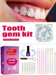 220pcs Self-Adhesive Super Shiny Tooth Gems DIY Jewelry Set With Tools, Removable & Reusable Butterfly Tooth Decor, Crystal White Rhinestone Round & Asymmetric Shape, Fashion Sparkling Tooth Sticker For Y2K, Party, Halloween, Sturdy & Reliable, Comes With Glue
