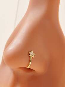 Wis 1 件时尚、迷人、优雅的狗爪、星形、心形铜镶嵌锆石鼻环/夹。假穿孔设计，无需打孔，适合女性日常佩戴、身体首饰、送给朋友的礼物 - 金 - 查看 10