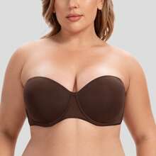 MELENECA Women's Strapless Bra For Large Bust Back Smoothing Plus Size With Underwire - Cà phê nâu - Xem 1