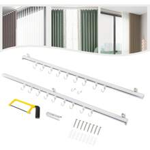 CNCEST Ceiling Curtain Track Set With 18 Roller Hooks, 3-6ft Ceiling Track For Curtains Scalable Ceiling Mounted Curtain Track Kit For Spaces Ceiling Track System (White) - 白色 - 查看 3