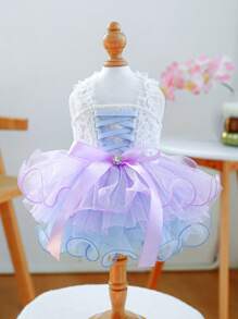 PETCIRCLE 1 件宠物连衣裙，适合小型犬和猫的可爱星空梦幻薄纱连衣裙，适合小型犬和幼犬的时尚服装