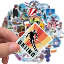 50 Ski Graffiti-stickers, te gebruiken voor bagage, motorfietsen, koffers, notitieboekdecoratie, doe-het-zelf-knutselwerkjes, multifunctionele stickers, kinderen, tieners, volwassenen, waterflessen, skateboardstickers