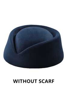 1Sets Stewardess Hat With Scarf (Some Style Without Scarf) Flight Attendant Cap Felt Pillbox Hats Air Hostess Retro Fedoras Cap Beret Hat Cosplay Costume Party Accessories For Women Lady Gift.