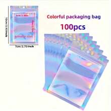 100 piezas de bolsas ziplock reutilizables de tamaños surtidos con un diseño de arcoíris a color, sellado automático, adecuadas para bolsas de dulces de pequeños negocios, bolsas de muestras con ventana frontal, bolsas de dulces para regalos de vacaciones