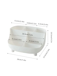 1pc Desk Sofa Shaped Phone Holder & Storage Box, Multifunctional 6-Compartment Makeup Jewelry Stationery Organizer - White - View 6