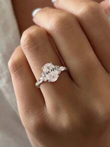 1 Carat Shiny Oval Engagement Ring/Wedding Ring, 925 Sterling Silver, Women's Promise Ring/Eternity Ring, Exquisite Jewelry Gift