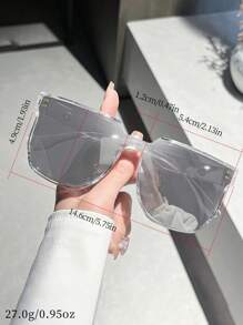 1 pieza Gafas de sol cuadradas grandes reflectantes unisex, gafas de sol de moda para playa, adecuadas para playa, al aire libre, viajes, uso diario, protección UV, elegante para conjuntos, salidas familiares, viajes, vacaciones, verano