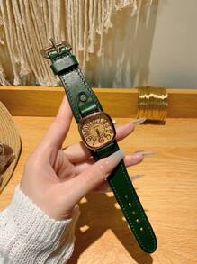 1pc Women's Vintage Numerals Dial Quartz Watch With Simple & Fashionable Strap For Daily Life As A Gift For Students Returning To School Red/Brown/Coffee/Green