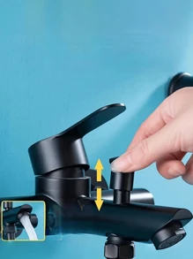 1 件黑色拉丝不锈钢壁挂式冷热淋浴水龙头，适用于浴室、浴缸和卫生间 - 三重连接阀，采用时尚的现代设计，隐藏式安装，表面处理 - 彩色 - 查看 8