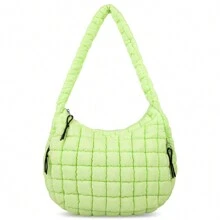 Oversized Ruched Bag Quilted Pattern Minimalist,Solid Color Pleated Puffy Cloud Shoulder Bag, Fashionable And Practical For Women, Simple And Large-Capacity,Can Be Worn Crossbody, Zip Closure