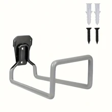 Soporte de pared para manguera de jardín de uso pesado para exteriores, carrete de manguera de metal, gancho colgante para manguera con 2 tornillos, adecuado para manguera de jardín, manguera extensible, extensión de manguera - Negro - Ver 15