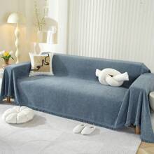 Chenille Couch Cover For Sectional Sofa L Shape Slipcover Armrest Backrest Futon Couch Cover For Dog Cat Pet Furniture Protector With Tassel Washable Couch Cover For Sofa Cover Seat Couch Covers L Shape Sofa Slipcover - 霧霾藍 - 查看 5