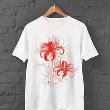 Spider Lily Print Shirt  Floral Shirt  Harajuku  Y2K Top  Anime Shirt  Japanese Streetwear  Kanji Print Shirt  Japanese Flower Shirt (1) - White - View 1